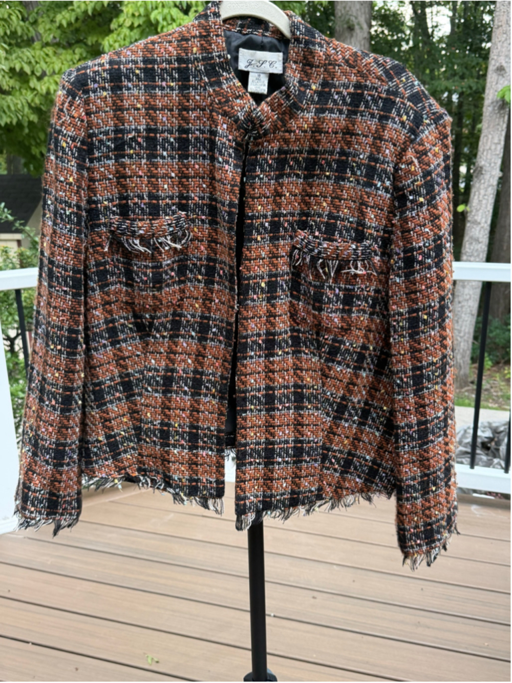J.S.C. Tweed Brown Black Blazer Jacket Size 18 EUC